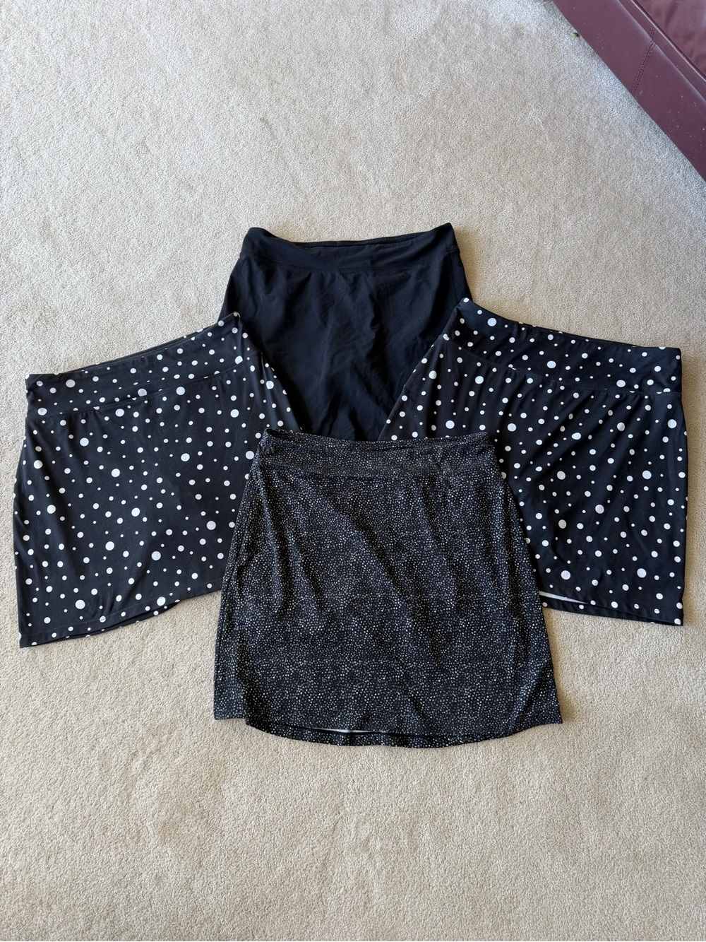 Black Polka Dot and Glitter Skorts Pack - Women's Active Skort Set
